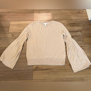 NEW Super Cute Light Tan Knit Leith Top with Bell Sleeves